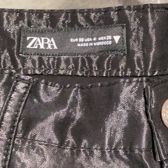 NWT. Zara. Satin Pants. Black shimmer. 30” waist. Bootcut. Gorgeous! - Picture 2 of 8